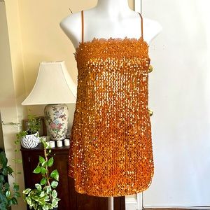 🧡 Free People Intimately Free Golden Velvet Sequin Strapped Cocktail Dress